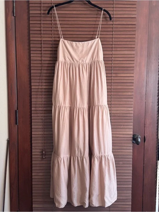 L'Academie Kiyama Tiered Maxi Dress in Tan Size Small - Picture 3 of 8